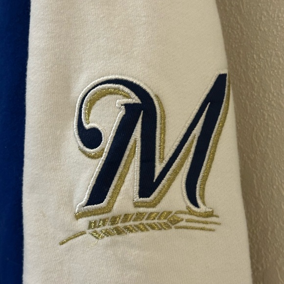 Stitches Athletic gear Brewers hooded full zip sweatshirt jacket pockets Large - Picture 2 of 5